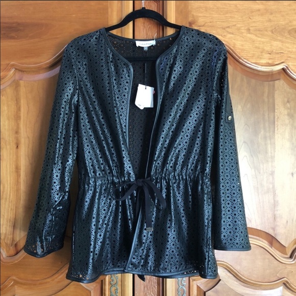 Calvin Klein Jackets & Blazers - Calvin Klein leather eyelet jacket